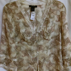 Women's The Limited 100% Silk Sheer 3/4 Sleeve